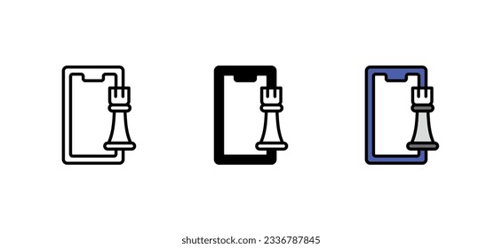 Online Chess icon design with white background stock illustration