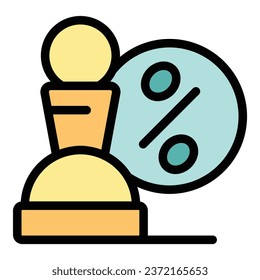 Online chess icon outline vector. Game board. Play story color flat