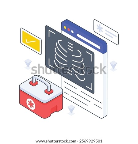 Online Chest X Ray isometric Colored illustration. EPS File stock illustration
