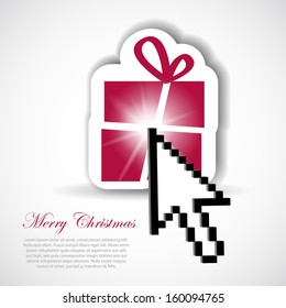 on-line christmas shopping with arrow and christmas gift