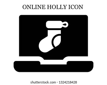 online Christmas sock icon. Editable online Christmas sock icon for web or mobile.