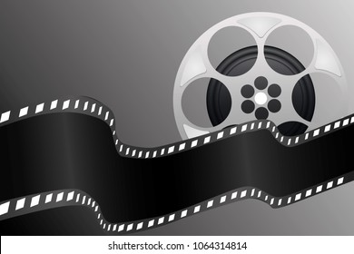 Online Cinema Background With Movie Reel And Clapper Board. Vector Flyer Or Poster. Illustration Of Film Industry. Template For Your Design