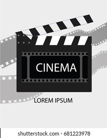 Online Cinema Background With Movie Reel And Clapper Board. Vector Flyer Or Poster. Illustration Of Film Industry. Template For Your Design