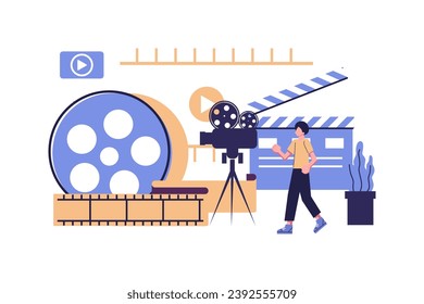 online cinema, concept of cinematography flat vector illustration design