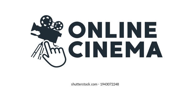 Online cinema logo vector illustration