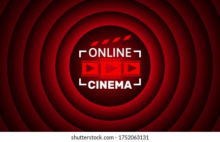 Online-Kino-Logo-Design auf rotem Hintergrund