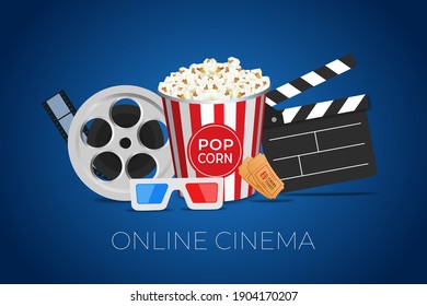Film with popcorn cinema poster vector 01 - GooLoc