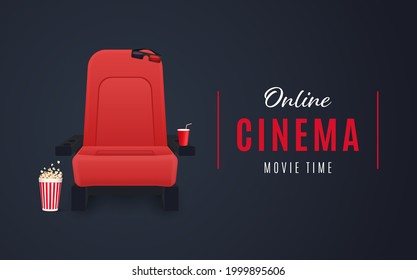 Online cinema poster or background. Movie poster. Vector illustration