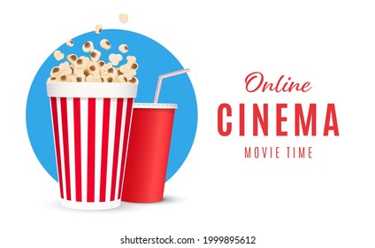 Online cinema poster or background. Movie poster. Vector illustration
