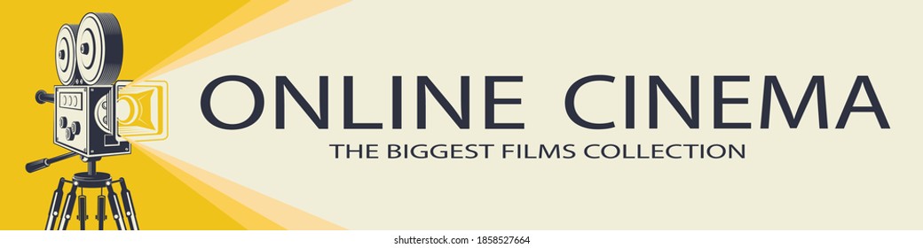 online cinema poster with retro film camera