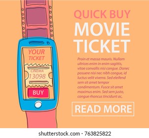 online cinema ticket order. mobile smart phone with online buy app