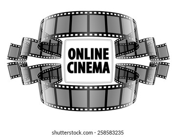 Online cinema video film. Eps10 vector illustration. Isolated on white background