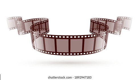 Online cinema video film tape, Isolated on white background. Eps10 vector illustration. Retro movie film-reel ribbon with frames for cinematography.