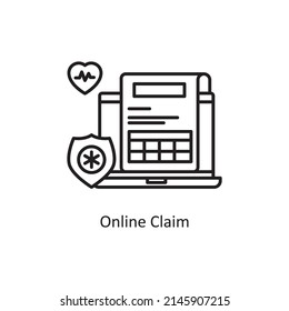 Online Claim vector Outline Icon Design illustration. Medical And Lab Equipment Symbol on White background EPS 10 File