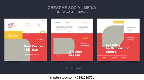 Online Class banner template design. Modern poster suitable for business webinars, marketing webinars, online class programs,