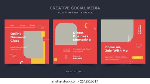Online Class banner template design. Modern poster suitable for business webinars, marketing webinars, online class programs,