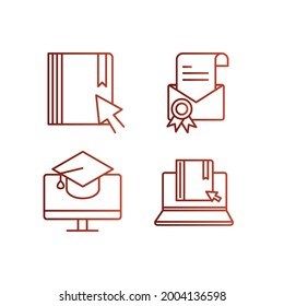 Online class colorful icon set illustration.