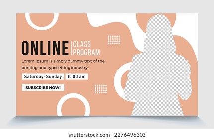 Online class education program promotional video thumbnail post ready file vector eps