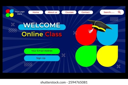 online class education website template colorful background