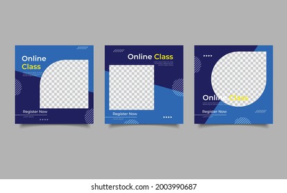 Online Class Enrollment Social Media Post Template Vector Illustration Eps 10