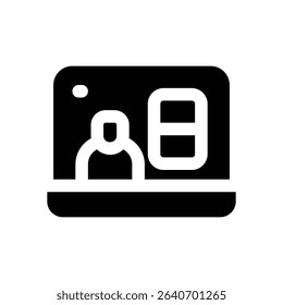 online class glyph icon. Strong and solid vector icon for websites, mobile interfaces, presentations, and visual branding. High quality and easy to edit.