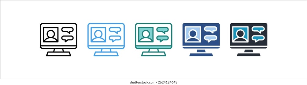 Online Class Icon In Different Style Vector