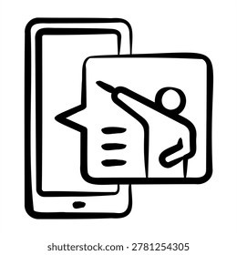 Online Class Icon With Dooldles Handdrawn Style For School and Education