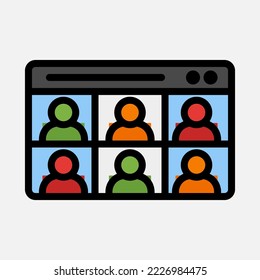 Icono de clase en línea con estilo de línea rellena, uso para presentación de aplicaciones móviles del sitio web