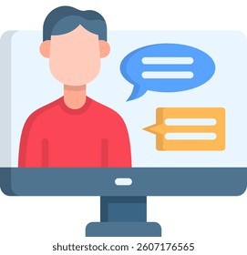 Online Class Icon Flat Vector Illustration