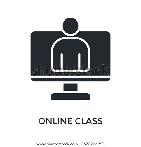 Online Class Icon Glyph Style. Vector Illustration For Graphic Design
