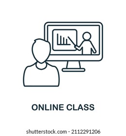 Online Class Icon. Line Element From Internet Technology Collection. Linear Online Class Icon Sign For Web Design, Infographics And More.