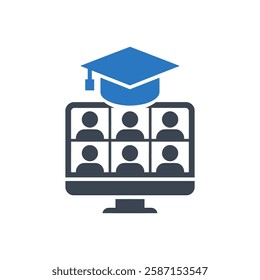 Online Class Icon On White Background