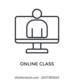 Online Class Icon Outline Style. Vector Illustration For Graphic Design