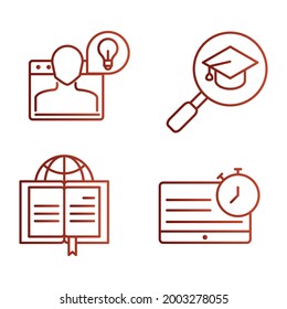 Ilustración del paquete de iconos de clase en línea y imagen del conjunto de iconos del vector de contorno.
