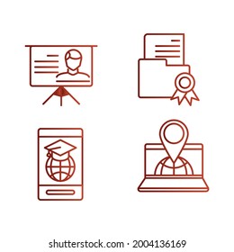 online class icon pack illustration and image. colorful online class icons set.