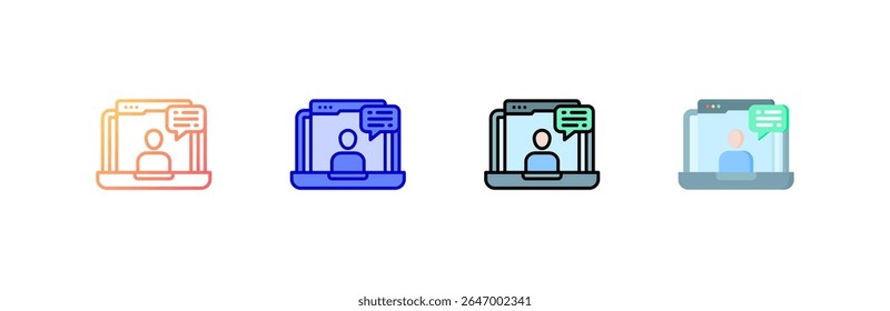 Online Class Icon set multiple style collection