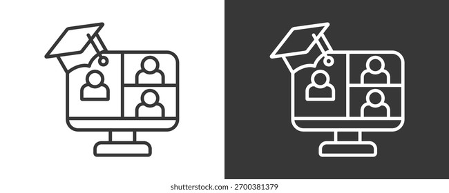 Ícone De Classe Online Define Coleção De Vetores Isolada Em Preto E Branco