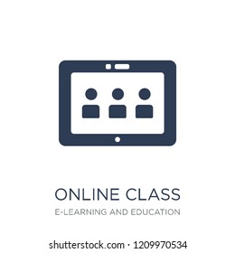 Online class icon. Trendy flat vector Online class icon on white background from E-learning and education collection, vector illustration can be use for web and mobile, eps10