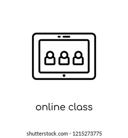 Online class icon. Trendy modern flat linear vector Online class icon on white background from thin line E-learning and education collection, editable outline stroke vector illustration