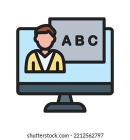 Online Class Icon Vector Image. Can Also Be Used For Physical Fitness. Suitable For Mobile Apps, Web Apps And Print Media.