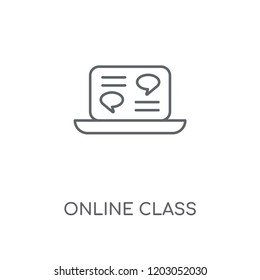 Online class linear icon. Online class concept stroke symbol design. Thin graphic elements vector illustration, outline pattern on a white background, eps 10.