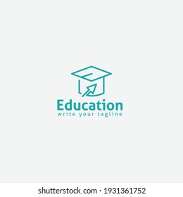 Online Class Logo Academy Cap And Mouse Pointer Symbol