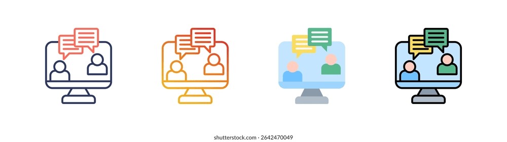Online Class Multi Style Icon Set Vector