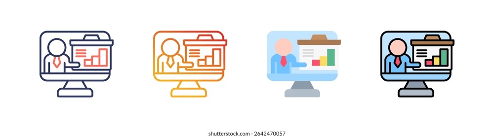 Online Class Multi Style Icon Set Vector