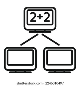 Online class network icon outline vector. Book study. Course distance