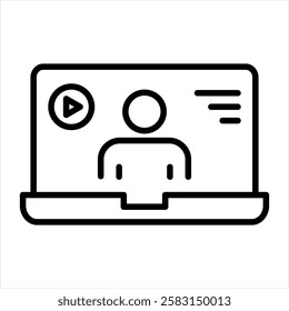 Online Class Outline Icon Vector Illustration