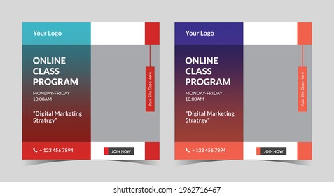 Online Class program poster, Online Class social media post and flyer