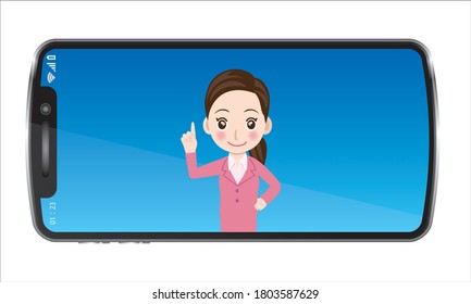 Online class, online school image illustrations | Illustrations of female teachers on smartphones, blackboards, cram teachers, entrance exams.