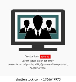 Online Class. Stay School Learn Study from home via Teleconference Web Video Conference Call During Coronavirus COVID-19 Pandemic Outbreak Display on Screen. Emergency School.