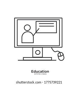 Online-Klasse, Vektorgrafik, Linearfarbe und gefülltes Design